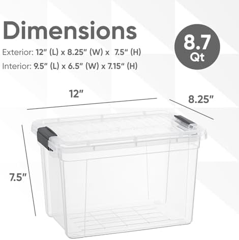 Superio 8.7 Quart Clear Plastic Storage Boxes with Lids, Stackable Organizer Containers, BPA-Free Storage Bins for Home, Office, School & Dorm, 4 Pack - Image 2