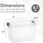 Superio 8.7 Quart Clear Plastic Storage Boxes with Lids, Stackable Organizer Containers, BPA-Free Storage Bins for Home, Office, School & Dorm, 3 Pack - Image 2