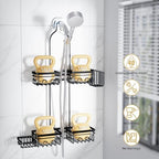 KEGII Shower Caddy Hanging for Handheld Showerheads, Rustproof Hanging Shower Organizer with Soap Dish, Toothbrush Holder and Hooks, Over Showerhead Caddy for Bathroom - Image 5