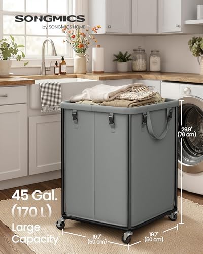 SONGMICS Laundry Basket with Wheels, Removable Liner Bag, 45 Gallon (170 L) - Image 2