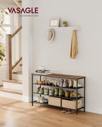 VASAGLE 4-Tier Shoe Rack, 15-18 Pairs, Steel Frame - Image 2