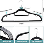 Tonswachic Heavy Duty Plastic Hangers 50 Pack, Space Saving Clothes Hangers, Non-Slip, 0.2 Inches Slim, 360° Swivel Silver Hook for Shirts, Sweaters & Pants, Black and Dark Gray - Image 2