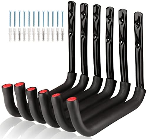 Garage Storage Ladders Hooks, 6 Pack Heavy Duty Utility Hanger, 9.8IN Wall Mount Rack Safely Holds 50 Pounds by Unknown
