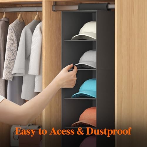 Lifewit 10 Section Hanging Hat Organizer for Baseball Caps, Black, 1 Pack - Image 5