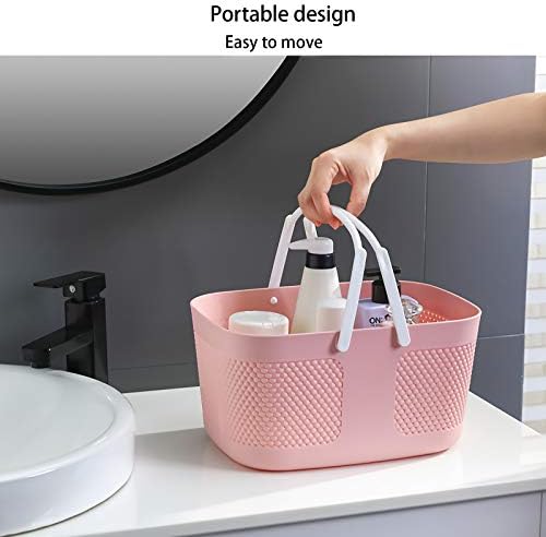 rejomiik Portable Plastic Shower Caddy Basket Organizer with Handles, Pink - Image 2