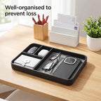 PU Leather Catch All Tray 11.8 x 7.9 x 1.25 Inch Black Valet Tray - Image 4