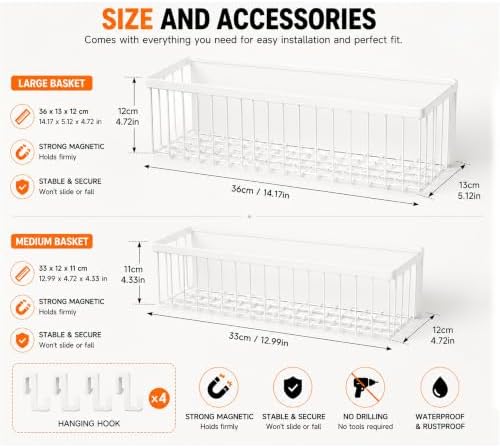2-Pack Magnetic Laundry Organizer Shelf for Washer Dryer, White - Image 6