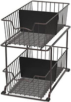 SimpleHouseware 2 Tier Cabinet Wire Basket Drawer Organizer, Brown by SimpleHouseware