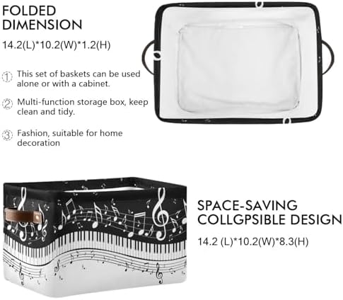 Black White Music Rectangular Storage Basket Organizer Bin Shelf Baskets For Clothes Gifts For Home Office Dorm - Image 6