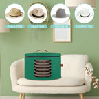 Samplife Hat Box,Hat Storage Box,Stackable Round Brim Hats Organizer Bag Container for Closet,Travel Hat Boxes for Women, Cowboy Hat Organizer, FoldableTravel Cap Boxes (08-Green, 16.5" D x 10.5" H) - Image 4