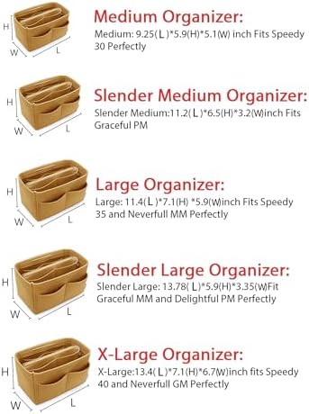 LEXSION Felt Purse Organizer Insert, Tote Bag Shaper Dividers with 5 Sizes - Image 6