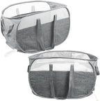 2 Pcs Collapsible Laundry Baskets, Tear Proof Pop Up Hamper With Dual Handles, Durable Foldable Basket, Easy to Carry for Home, Room, Bedroom, Dorm, Travel - Gray by BATTOO