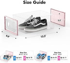 Foluck Shoe Storage Box, 15 Pack Clear Plastic Stackable Organizer for Closet, Interlocking Design Shoes Container Bins for Sneakers, Foldable Shoe Rack with Lids, Pink - Image 2