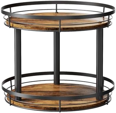 LAMU 12'' Wood Lazy Susan Spice Rack Organizer, 2 Tier Spice Organization for Cabinet, Countertop, Kitchen, Table Top, Pantry, Condiment and Seasoning Rack Organizer by YourHome-OrganizationHelper