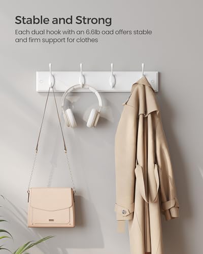 SONGMICS Wall-Mounted Coat Racks, Set of 2, 8 Dual Metal Hooks - Image 4