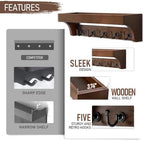 Walnut Wood Key Holder Wall Mount for Room Decor and Organization, Brown - Image 6