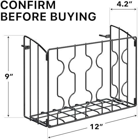Simple Houseware Wall Door Mount Kitchen Wrap Organizer Rack, Black - Image 2