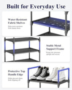 Kitsure Shoe Rack - 10-Tier Shoe Organizer with Detachable Fabric Shelves & Metal Frame, Tall Shoe Rack for Closet, Entryway, Living Room, 16.9" Wide - 10 Tier, Black - Image 6