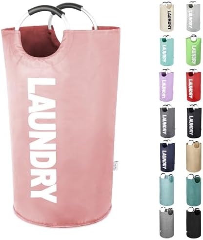 Large Laundry Basket, Laundry Hamper Bag with Handles, 95L, Pink by SweetMemoLiving