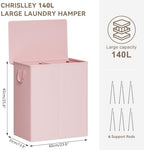 Chrislley Double Laundry Hamper with Lid, 140L Laundry Basket 2 Section - Image 2