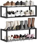 Homeiju Hanging Shoe Organizer,2 Pack Wall Mounted Shoe Rack Holds 12 Pairs,Space Saving Metal Wall Shoe Rack,Hanging Shoe Rack Shoe Holder for Small Space,Entryway,Closet,RV,Camper（Black by Homeiju
