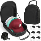 GERMUN Hard Baseball Hat Case with 6pcs Hat Hooks, Hat Carrier Travel Case with Adjustable Shoulder Strap, Hat Cap Case for 6 Baseball Caps - Perfect for Traveling (Black) by GERMUN