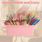 Kathfly 6 Pack Classroom Caddy Organizer with Handle, Plastic Art Craft Cleaning Caddy Bulk, Small Multipurpose Supply Organization Storage Basket for Table Desk Office Pencil Teacher (Morandi Color) - Image 2