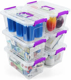 Storage Bins with Lids,7Qt Clear Stackable Storage Containers With Lids Buckle Latches.Perfect for LEGO, Crafts, Office Supplies, and Dorm Room Organization,6-Pack (Clear) by AREYZIN