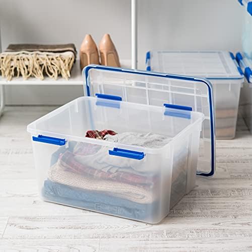 IRIS USA 2-Pack 44 Qt Storage Bins with Gasket Lids, Clear/Blue - Image 3