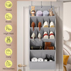 Mefirt Over the Door Shoe Rack for Closet Fit 18+ Pairs, Door Shoe Organizer with Large Breathable Pockets, Hanging Shoes Rack Fit Boots, Behind the Door Shoe Holder for Categorized Storage, Grey ﻿ - Image 2