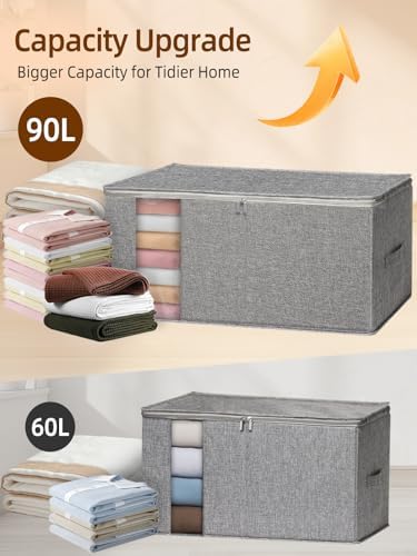90L Rigid-Structured King Size Comforter Storage Bags, 4Pack, Gray - Image 3