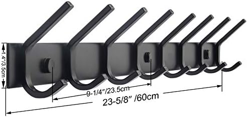 WEBI Coat Rack Wall Mounted,24 Inch 8 Hooks for Hanging Coats,Hook Rack Hook Rail Coat Hanger Wall Mount for Backpack,Clothes,Jacket,Black,2 Packs - Image 2