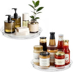 LAMU 2 Pack Lazy Susan Organizer, 9'' Clear Lazy Susan Turntable for Cabinet, Fridge, Kitchen, Pantry, Countertop, Table Top, Refrigerator Organizers and Storage, Seasoning and Spice Organizer by YourHome-OrganizationHelper