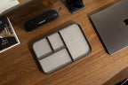 MUUJEE Leather Catchall Multitray (Design 2) - 11.65 x 7.75 x 0.8, Mountain Design Embossed Minimalist Wallet Tray for Men, Thoughtful Husband Gift, Desk EDC Organizer for Watch Keys Glasses, Gray - Image 2