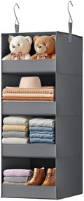 GRANNY SAYS 4-Shelf Hanging Organizer, Closet Hanging Shelves, Closet Hanging Storage Organizers, Organization for Bedroom, Living Room, Baby Nursery, Camper Accessories, Gray, 1-Pack | 44 lb Capacity, No-Sag Support, Keeps Clothes Neat, Folds Flat, Fi... by GRANNYSAYS
