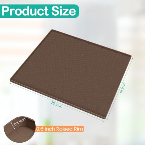 Silicone Under Sink Mat, 22"x19", Waterproof Cabinet Liner, Brown - Image 2
