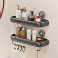 CICUFY Shower Caddy Suction Cup, 2 Pack No Drilling Corner Shower Shelves, Rust Proof Bathroom Storage Organizer, Shower Corner Caddy with Removable Hooks and Towel Bar, Square, Grey by CICUFYOfficial