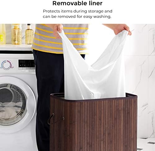 SONGMICS Bamboo Laundry Hamper with Lid, 100L, with Handles - Image 4