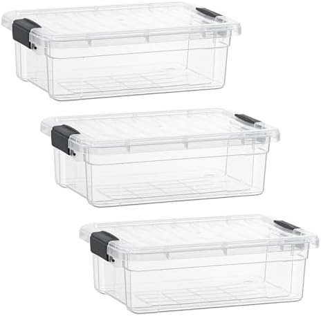 Superio 1.27 Quart Clear Plastic Storage Containers with Lids, Stackable Organizer Bins, BPA-Free Storage Boxes for Home, Office, Dorm & Classroom, 3 Pack by Superio