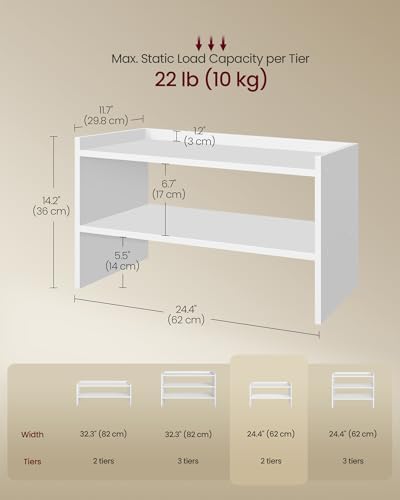 VASAGLE 2-Tier Shoe Rack for Closet, Stackable Shoe Organizer Shelf - Image 6