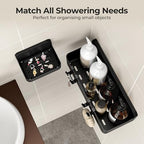 Orimade Shower Caddy 3-Pack, No-Drill Adhesive Shelves with 4 Hooks for Bathroom, Rustproof ABS Plastic Storage Organizer Set, Black - Image 3