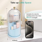 QIYVLOS Toothbrush Holders with Sliding Lid, Rotating 3 Slots Bathroom Organizer Countertop, Tooth Brush Toothpaste Holder Bathroom Counter Stand Sink Organizer Caddy for Makeup Brushes Holder (Blue) - Image 6