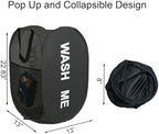 Collapsible Mesh Pop Up Laundry Hamper 2Pack Foldable Laundry Basket for clothing, stuffed animals, towels, for Laundry Room, Dorm, Apartment (Black+Grey) - Image 5