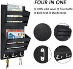Unistyle Rustic Mail Organizer Wall Mount with 4 Key Hooks,Mail Holder Wall Mounted，Hanging Mail Organizer,Letter Holder for Wall,Key Hanger for Letter, Magazines, Keys, Dog Leashes - Image 2