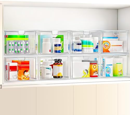 caktraie 6-Pack Stackable Acrylic Storage Drawers, Small - Image 5