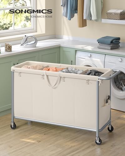 SONGMICS Laundry Basket with Wheels, 4-Section, 68.6 Gallons (260 L) - Image 2