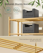 SONGMICS Bamboo Shoe Rack, 2-Tier Stackable Shoe Organizer, for 9-12 Pairs - Image 4