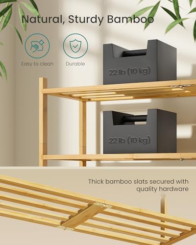 SONGMICS Bamboo Shoe Rack, 2-Tier Stackable Shoe Organizer, for 9-12 Pairs - Image 4