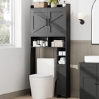 Homhedy Wooden Over The Toilet Storage Cabinet with Barn Door by Homhedy