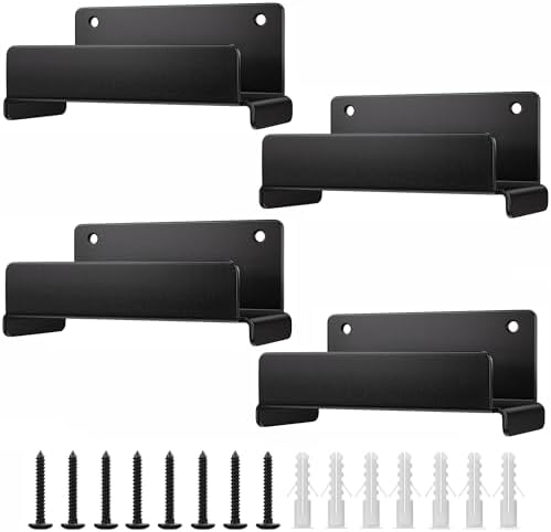 niffgaff Ladder Hooks for Garage Wall, 4 Pack Heavy Duty Wall Mount Storage Hanger for Ladders, Chairs & Patio Furniture, Fits Step & Extension Ladders, Garage Organization by niffgaff